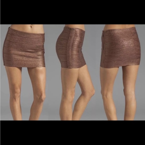 NWT Haute Hippie Bondage Mini Skirt Bronze large $295 new formal sorority - Picture 1 of 4